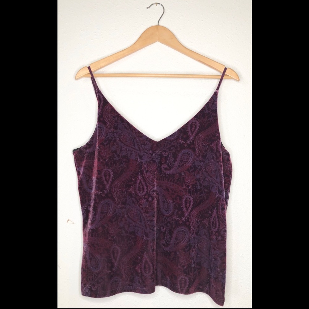 M&S Paisley Shelf Bra Velvet Tank SZ14